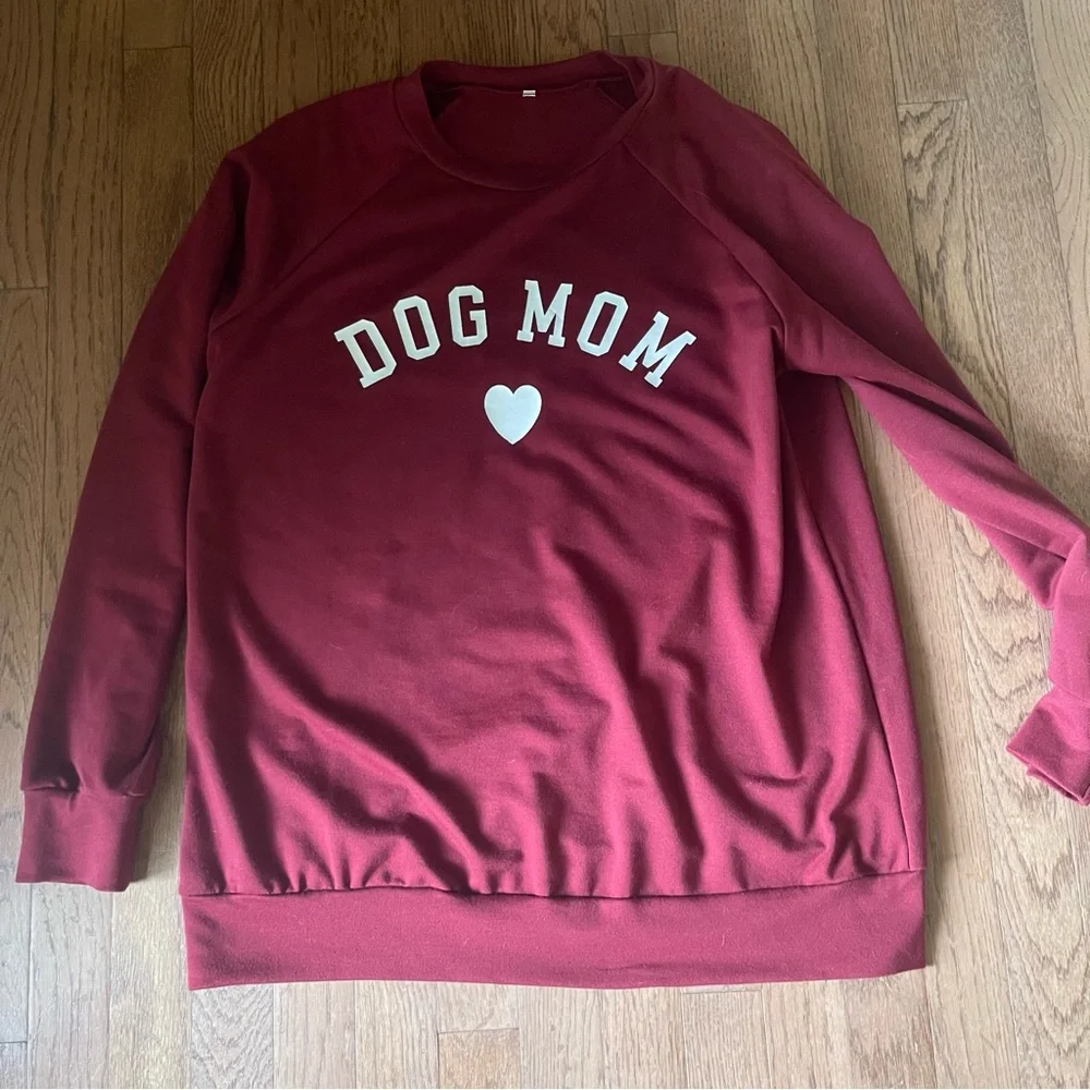 Dog Mom Burgundy Sweatshirt - Picture 1 of 3